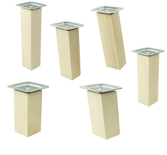 Patas de madera para muebles, oblicuas o rectas con láminas de