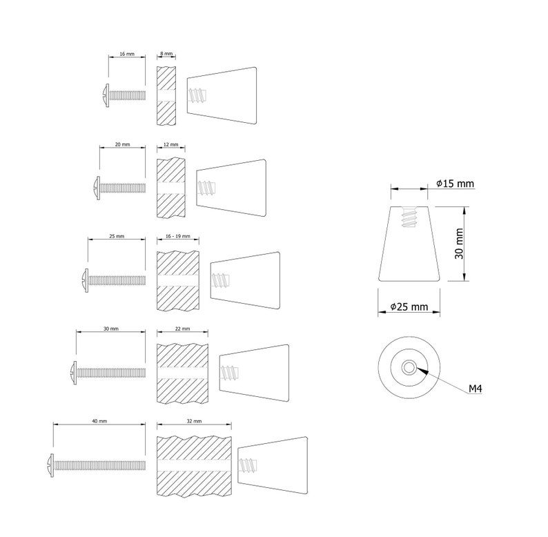 Ein kegelförmiger Knauf aus Buchen oder Eichenholz, bestimmt für den Einbau in Möbel, Ersatz für IKEA-Möbel, moderner Naturknauf. Bild 2