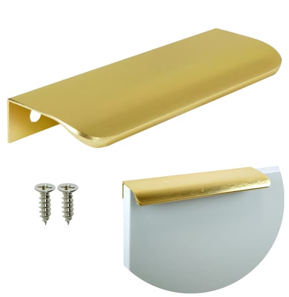gold pull handles for dresser Fulgente 10 Pack Brushed Brass Kitchen Cabinets Handles 3-3/4 inch (96mm) Hole Center Gold and Black Dresser Drawer Pulls for Bathroom Cupboards Door