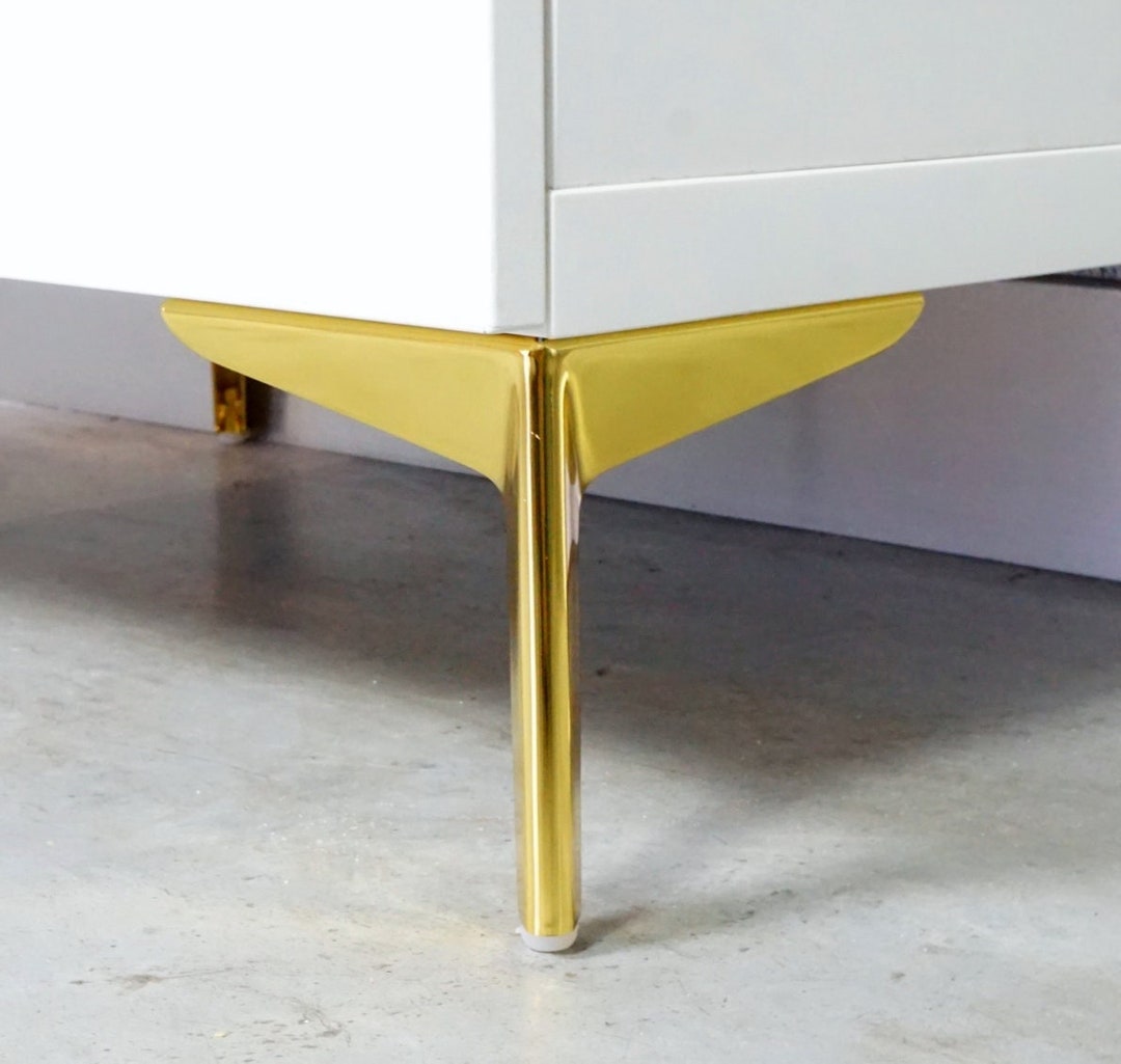 Triangular Metal Legs Model DIAMOND in Gold Gloss, Metal Legs for Sofa