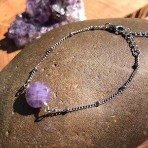 Amethyst Crystal bracelet | Gemstone Bracelet | Adjustable bracelet | Silver bracelet