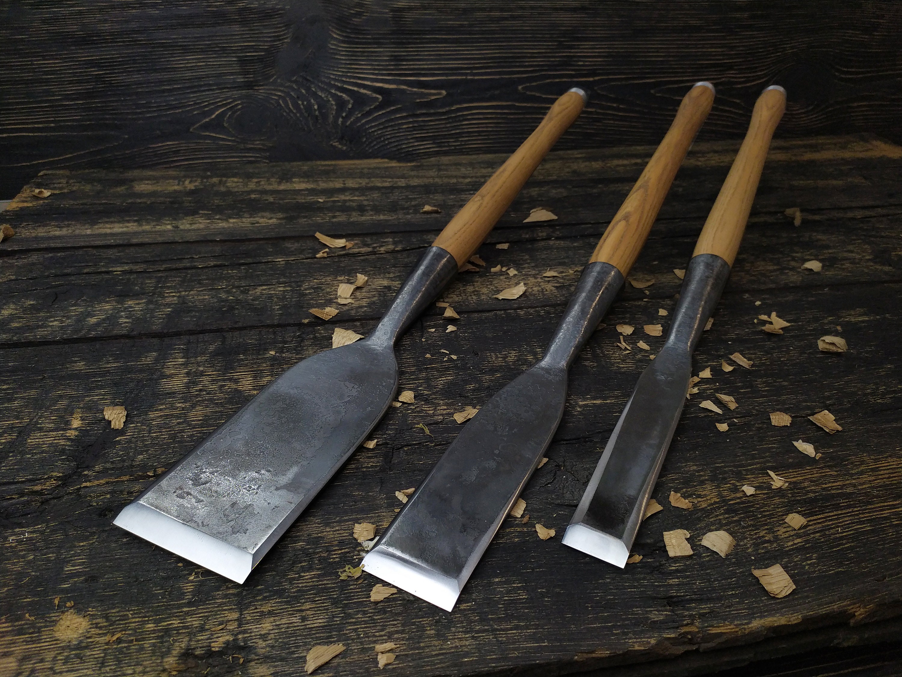 Carpenters slick Timber Framing Chisel (3 pc) Straight Chisel, Gouge