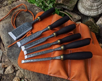 Forged Chisels With Leather Cover 8 PCS. Woodworking Tools. Forged Chisel.  Wood Carving Tool. Timber Framing Tools. Carpenters Chisel. Tools -   Israel