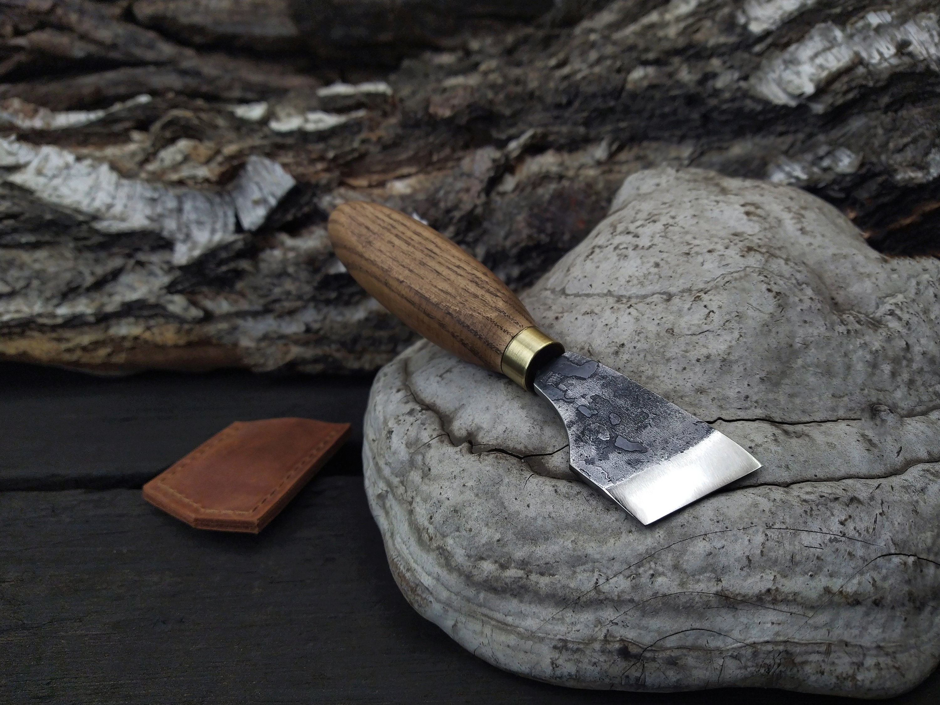 Oblique Leather Knife. Leather Skiving Knife. Hand Made Forged