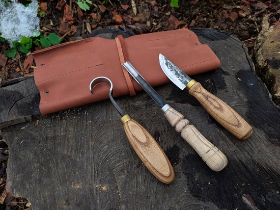 Spoon Carving Tools Set 3pcs. Wood Carving. Forged Chisel. Bent Chisel.  Wood Carving Gouge. Bent Gouge Hand Forged. Spoon Carving. Forged 