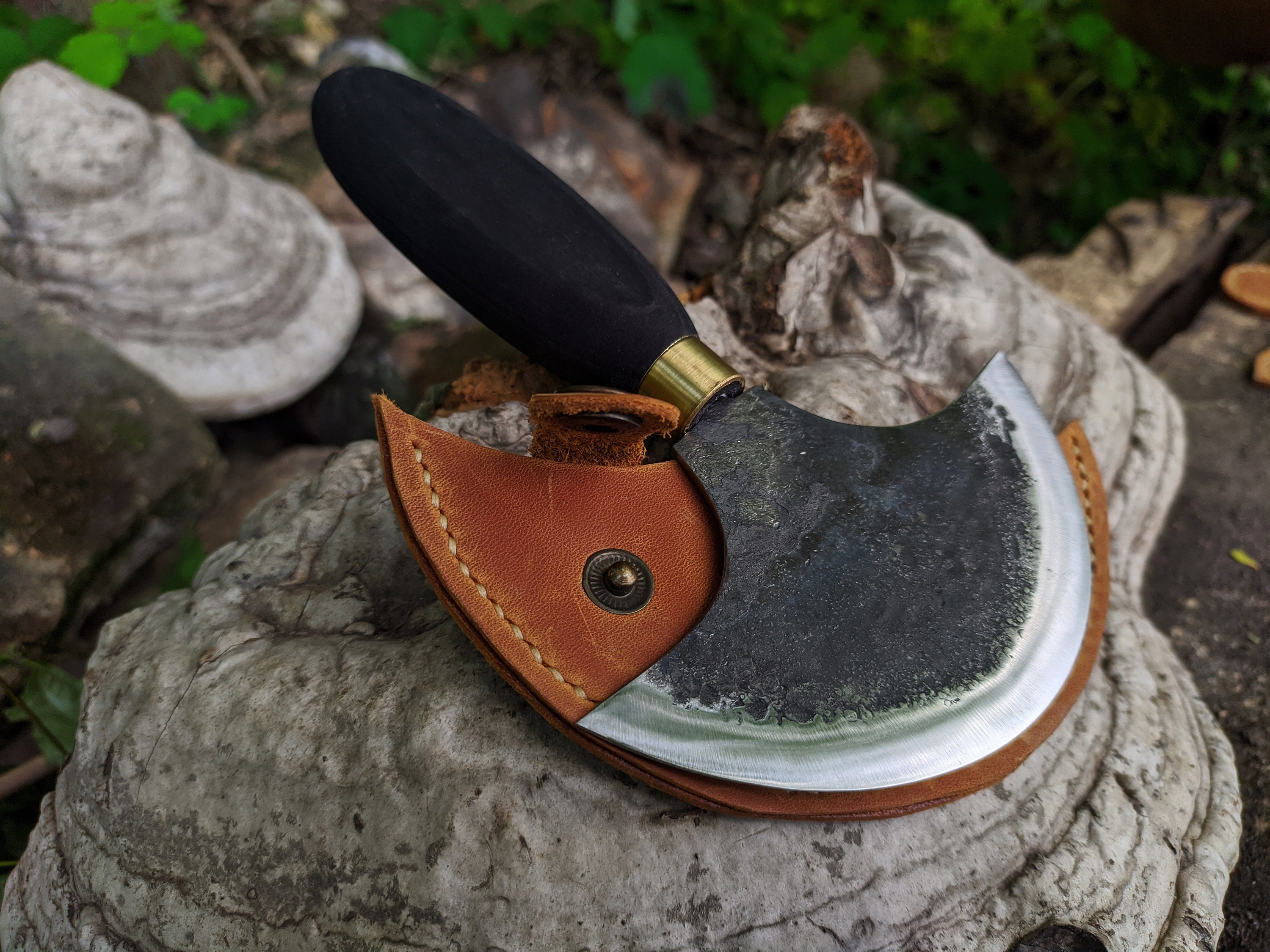Head Round Knife Leather Half Moon Knife Big Leather Round Etsy