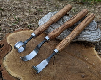 Spoon Carving Knife Set 3pcs. Forged Spoon Carving Knife. Knives Carving  Bowl Kuksa. Spoon Carving Tools. Hand Forged Wood Carving Tool. 