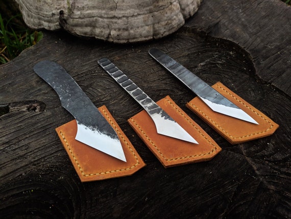 Hand Forged Kiridashi Knife Set 3pcs. Marking Knife. Kiridashi. Hand Forged Utility  Knife. Single Bevel Knife. Knife for Trimming Leather 