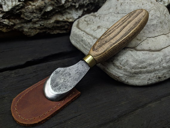 Leather Skiving Knife. Hand Forged Knife for Leather. Semi-Round