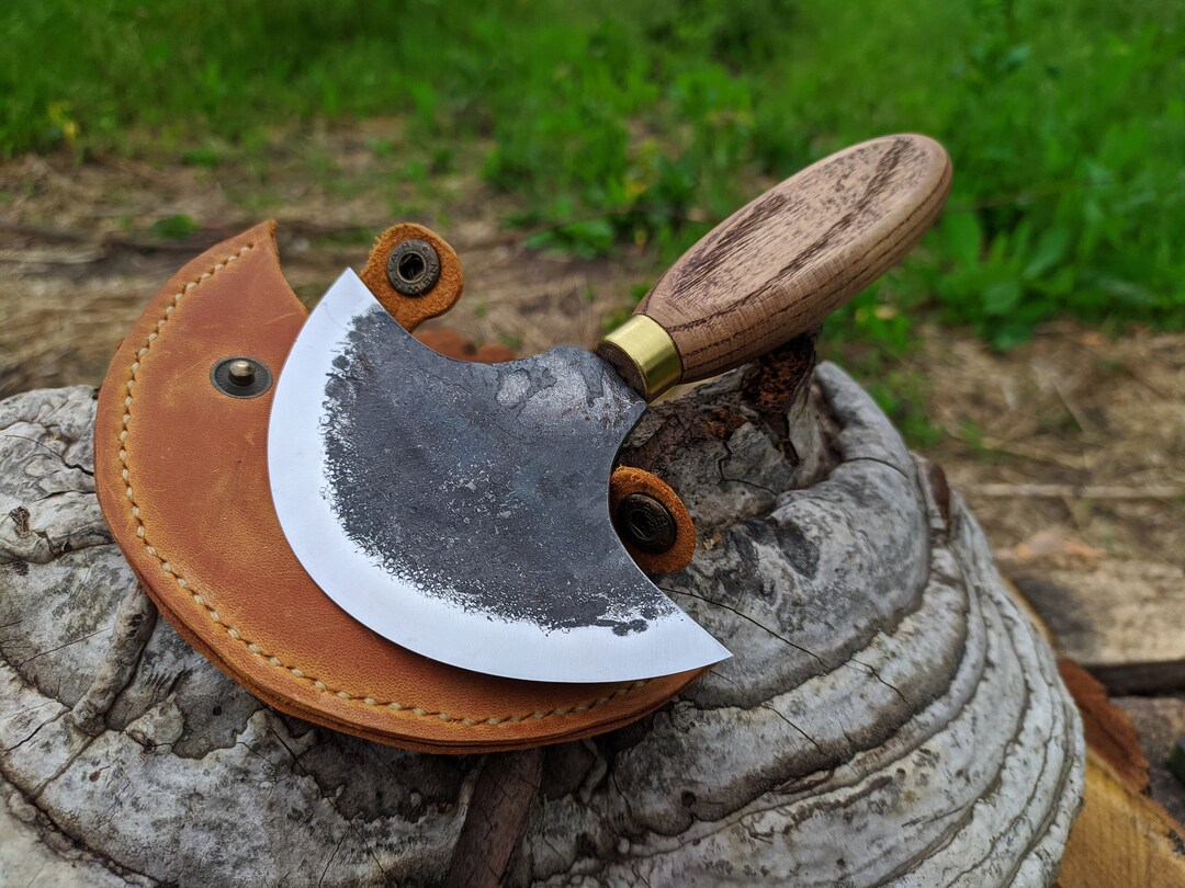 Half Moon Knife. Leather Round Knife. Etsy