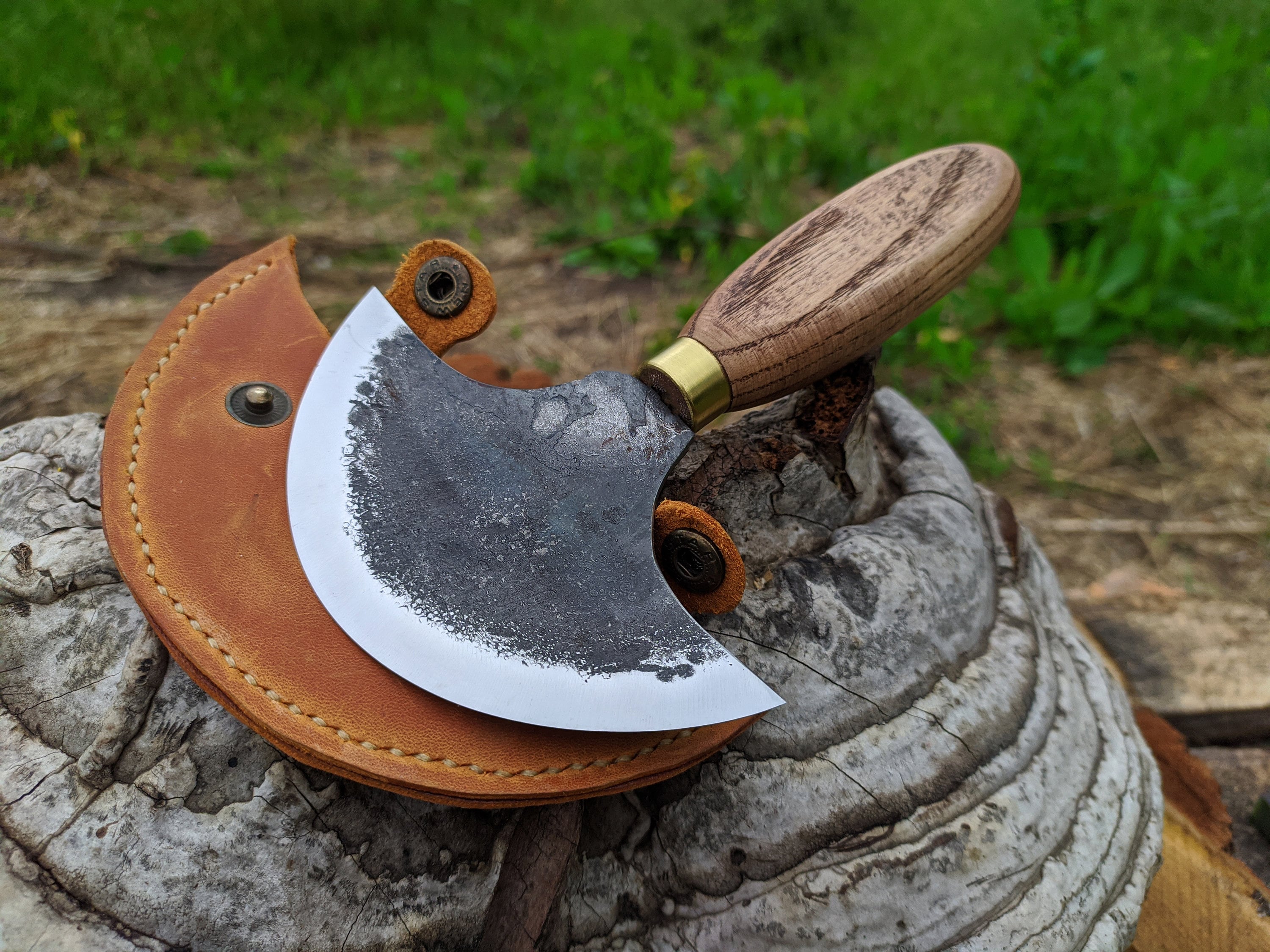 Head Round Knife Leather Half Moon Knife Big Leather Round Etsy
