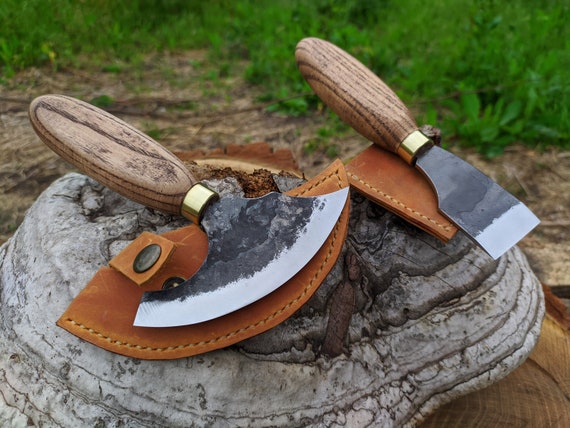 Leather Knife Set 2pcs. Hand Made Forged Knife for Leather. Forged