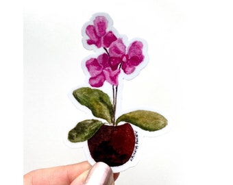 Orchid Flower Vinyl Sticker: Gouache Floral Decor (2.01x3 Inches)