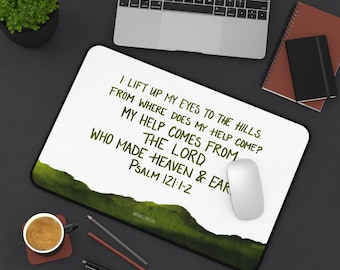詩篇121:1-2 聖句デスクマット | 私は山々に目を上げるデスクマット