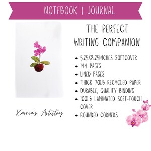 Orchid Flower Journal for Women 144 Lined Pages 5.25 x 8.25 Inches College Notebook Elegant Floral Writing Journal Gift