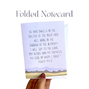 Psalm 91 Watercolor Notecard Christian Scripture Card with Envelope, Bible Verse Greeting Card, 5.5x4in Blank Inside