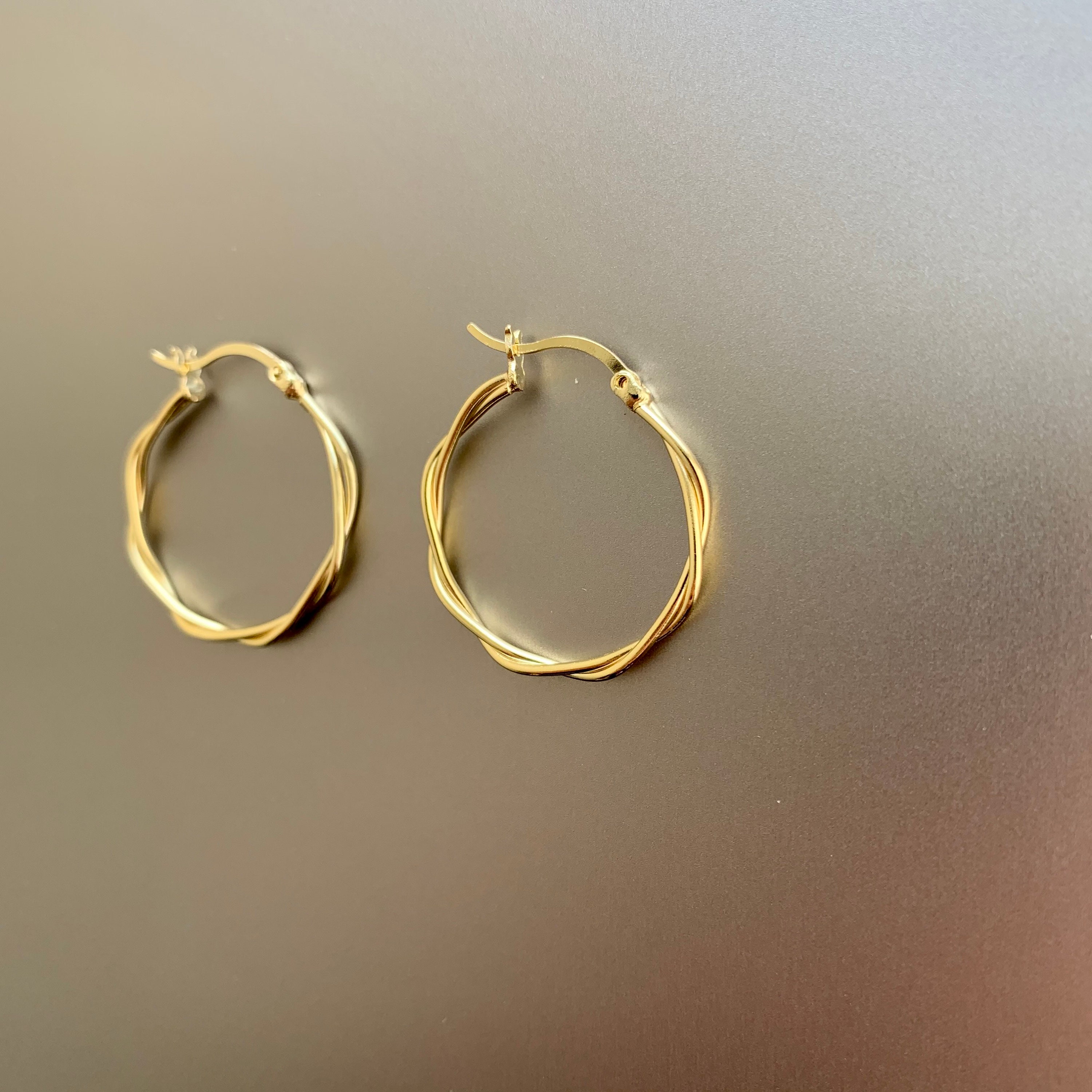 Gold Earrings Hoop Gold Earring Gold Twisted Hoop Earrings | Etsy