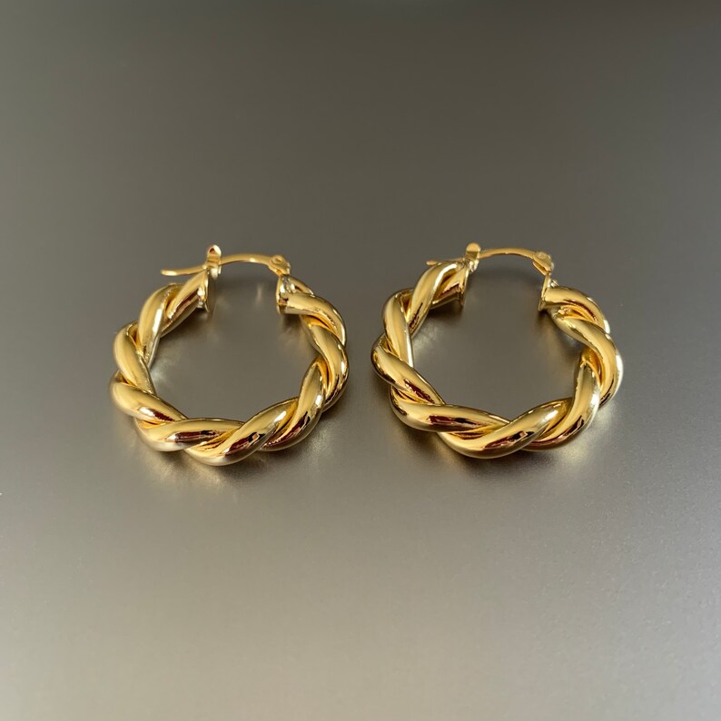 Twisted Hoop Earrings Dainty Gold Earrings Minimalist Earrings image 2