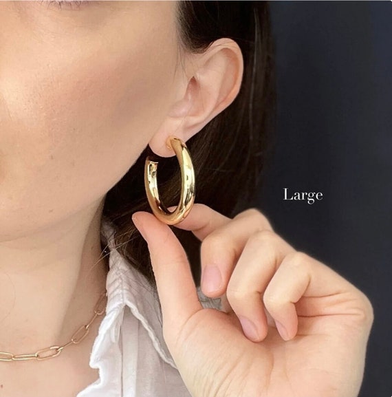 Chunky gold hoop earrings 14k online