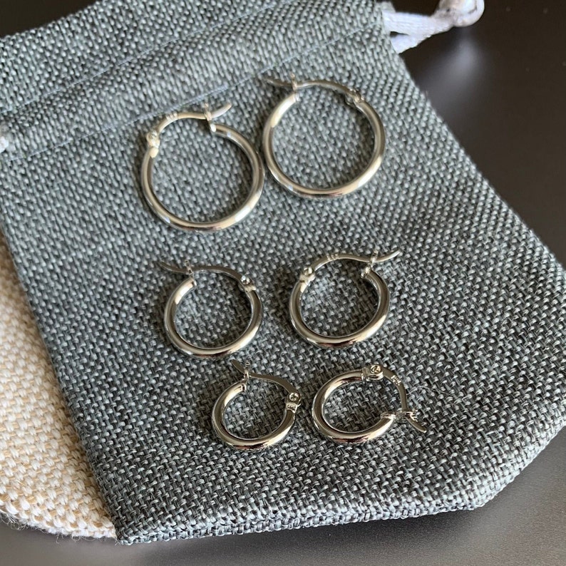 Silver Hoop Earring Set Small Hoop Earring Simple Etsy