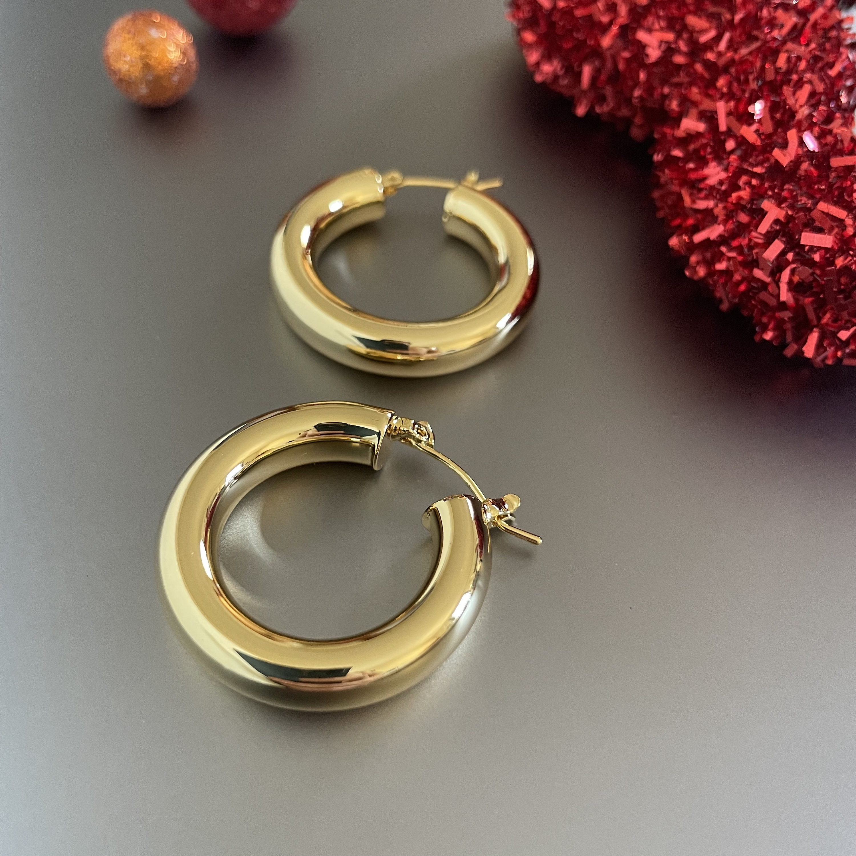 Chunky Gold Hoops Gold Thick Hoop Earrings Statement Minimalist Earrings 14k Gold Filled Hoop Earrings Bold Rectangular Oval Hoops