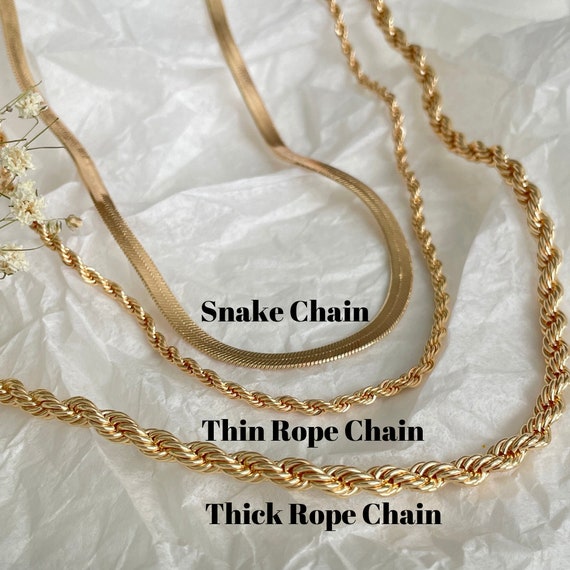 Gold Chain Set Twist Gold Chain 14K Gold Plated Rope Snake