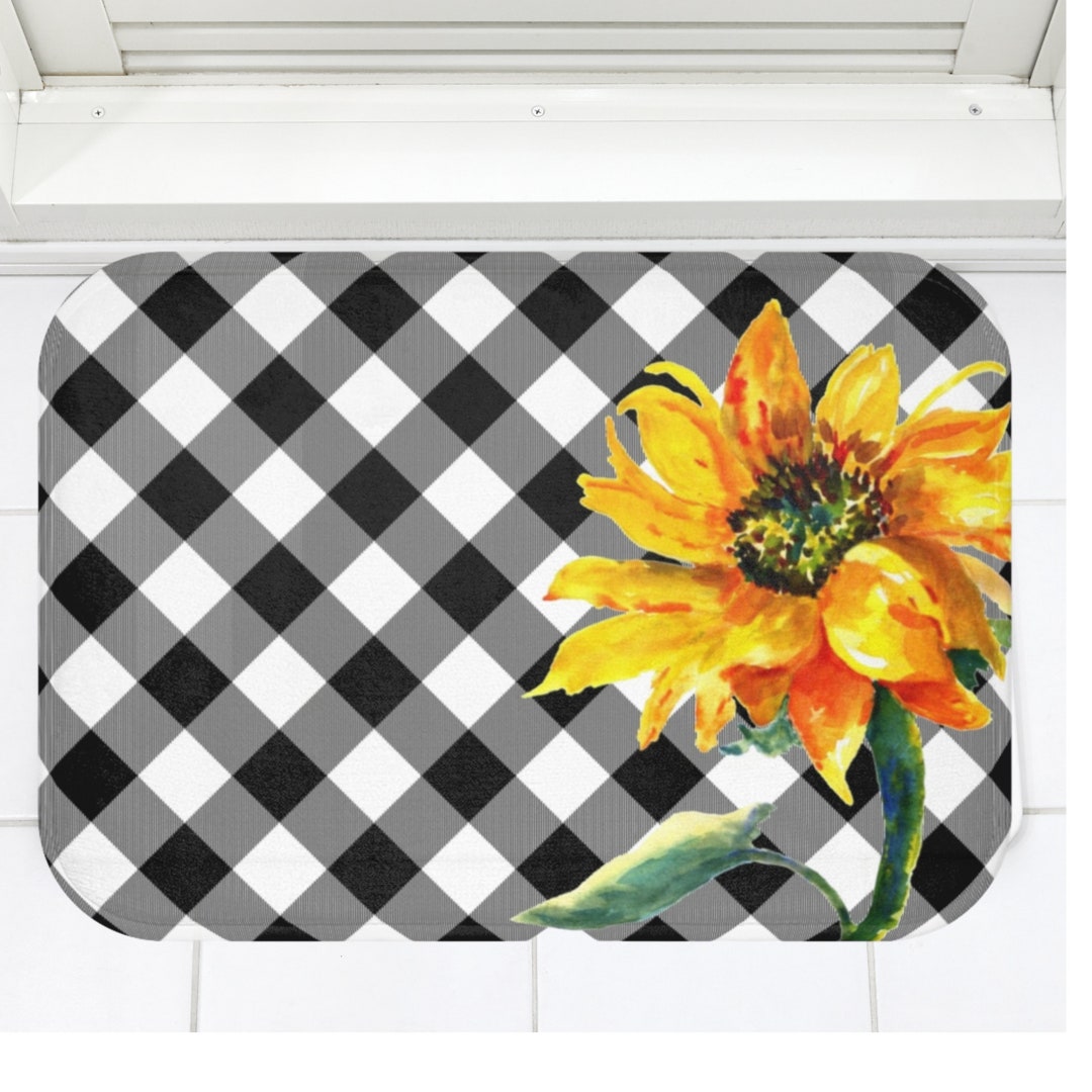 Sunflower Rug, Yellow Sunflower Bathroom Rug, Sunflower Bath Mat ...