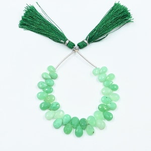 Chrysoprase Pear Beads | Faceted Green Gemstone Beads | DIY Jewelry Making Supplies | Handmade Loose Chrysoprase Beads for Crafting