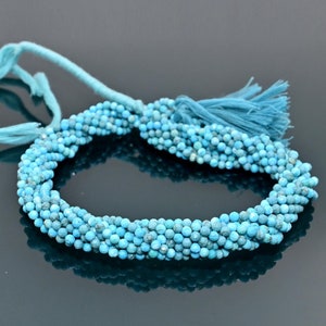 Perline rotonde sfaccettate micro turchesi da 3-4 mm / Perline distanziatrici in turchese blu naturale / Perline di pietre preziose da 13" per la creazione di gioielli fai da te