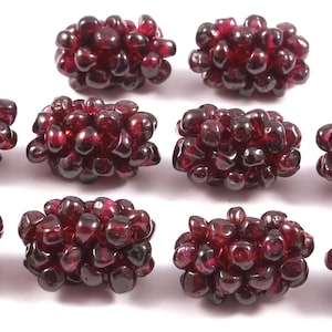 Pulpa de cuentas de granate natural / Cuentas de bayas hechas a mano de 25 mm / Cuentas de piedras preciosas sueltas / Bayas trenzadas para hacer joyas / Manualidades decorativas de bricolaje