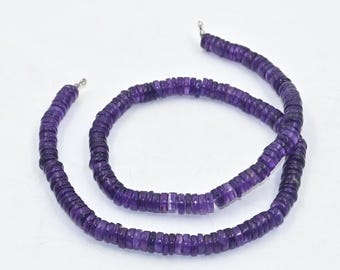 Purple Amethyst Heishi Beads Necklace, Amethyst Rondelle Beaded Choker, Natural Gemstone Jewelry, Unique Gift for Her, Customizable Necklace