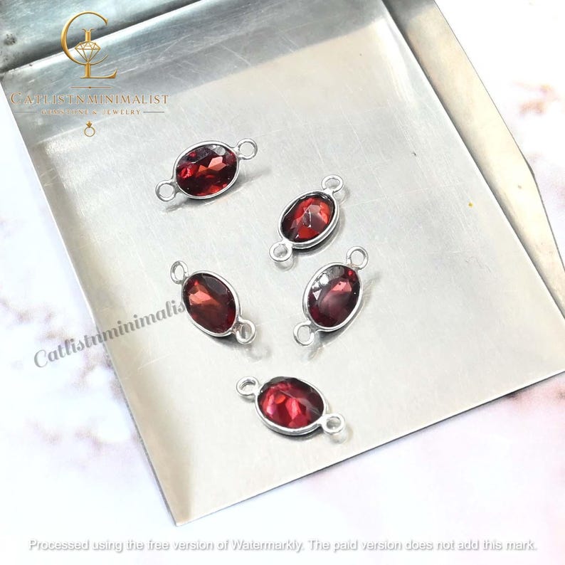 Conectores de granada: Gema natural oval, pedra solta lapidada, elos facetados para fabricação de joias, componentes (6 x 8 mm) imagem 2