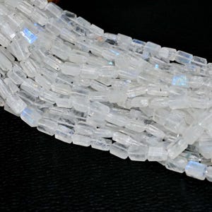 Flashy Rainbow Moonstone Beads, Faceted Moonstone Nuggets, 16-Inch Strand, White Moonstone Tumble Beads, Semi-Precious Gemstone Beads