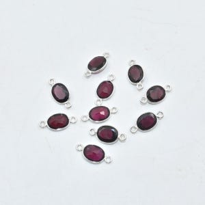 Granat oval Briolette Lünette Stecker | 6 x 8 mm Natürlicher Edelstein Anhänger | 925 Sterling Silber Schmuck | Handgefertigte DIY Craft Geschenke