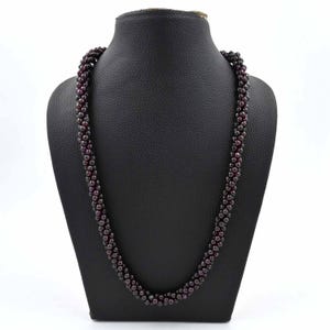 Garnet Beaded Rope Necklace | Handmade Red Garnet Necklace | Boho Gemstone Jewelry | Natural Garnet Beads Necklace with Hook, Gift for Women