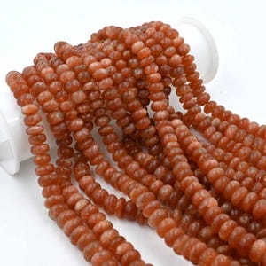 AAA Natural Sunstone Beads Smooth Round & Rondelle Gemstone Beads for Jewelry Making 4mm 6mm 8mm DIY Craft Supplies