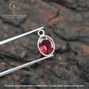 Natural Garnet Oval Shape Bezel, 6x8mm Gemstone Bezels Charm, Pyrope Loose Cut Stone, Single Loop Components image 1
