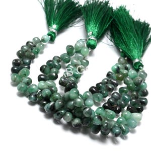Cuentas de lágrima de esmeralda natural - Briolette liso de 18 cm