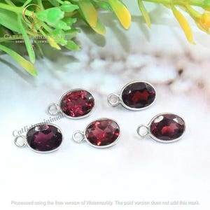 Natural Garnet Oval Shape Bezel, 6x8mm Gemstone Bezels Charm, Pyrope Loose Cut Stone, Single Loop Components image 8