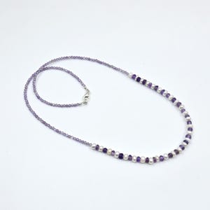 Natural Amethyst and Pearl Necklace | Handmade Faceted Gemstone Jewelry | February Birthstone Gift | Anniversary Necklace for Women