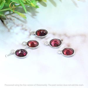 Natural Garnet Oval Shape Bezel, 6x8mm Gemstone Bezels Charm, Pyrope Loose Cut Stone, Single Loop Components image 9