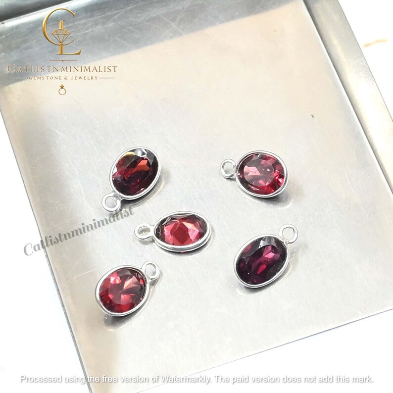 Natural Garnet Oval Shape Bezel, 6x8mm Gemstone Bezels Charm, Pyrope Loose Cut Stone, Single Loop Components image 4