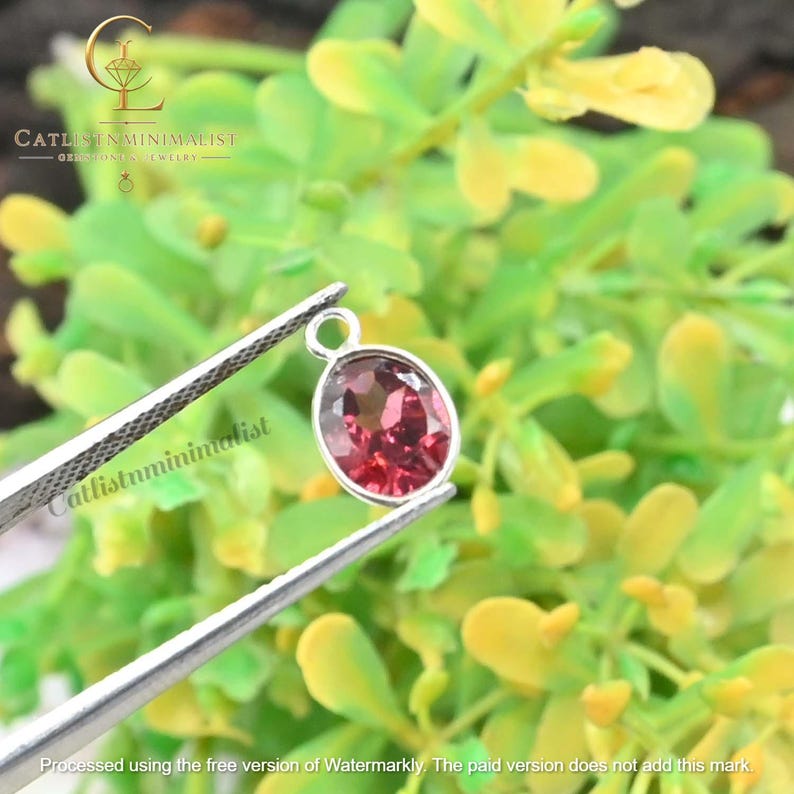 Natural Garnet Oval Shape Bezel, 6x8mm Gemstone Bezels Charm, Pyrope Loose Cut Stone, Single Loop Components image 5