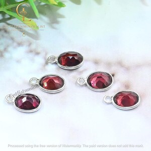 Natural Garnet Oval Shape Bezel, 6x8mm Gemstone Bezels Charm, Pyrope Loose Cut Stone, Single Loop Components image 6