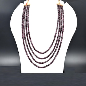 Natural Garnet Necklace, Faceted Gemstone Beads, Dainty Garnet Jewelry, Minimalist Necklace, January Birthstone Gift, Red Gemstone Jewelry