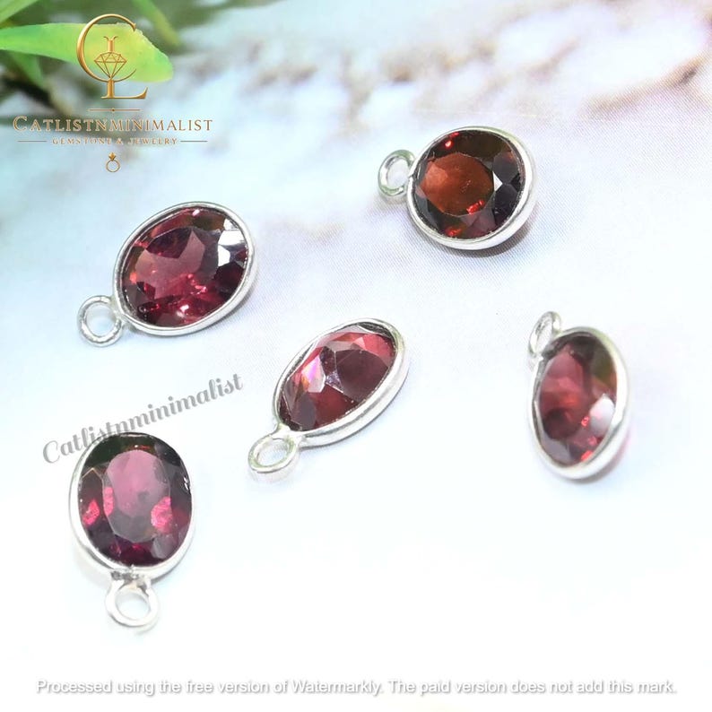 Natural Garnet Oval Shape Bezel, 6x8mm Gemstone Bezels Charm, Pyrope Loose Cut Stone, Single Loop Components image 3
