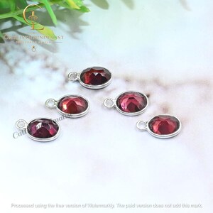 Natural Garnet Oval Shape Bezel, 6x8mm Gemstone Bezels Charm, Pyrope Loose Cut Stone, Single Loop Components image 2