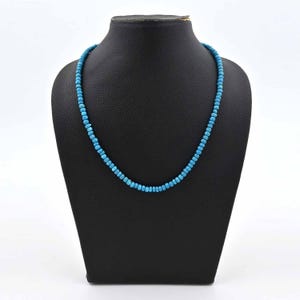 Turquoise Beaded Choker Necklace, Tiny Rondelle Gemstone Necklace, Handmade Turquoise Necklace, Dainty Blue Choker Boho Jewelry Gift for Her