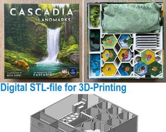 Cascadia + Cascadia Landmarks boardgame insert Digital STL-file
