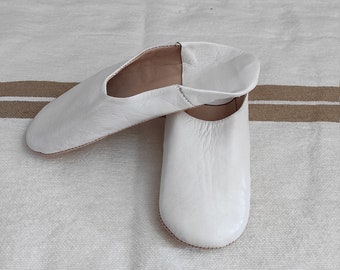 White Slipper, Womens Moroccan Leather Babouche Slippers,Traditional Moroccan Basic Babouche,Sheepskin Slippers,Babouche